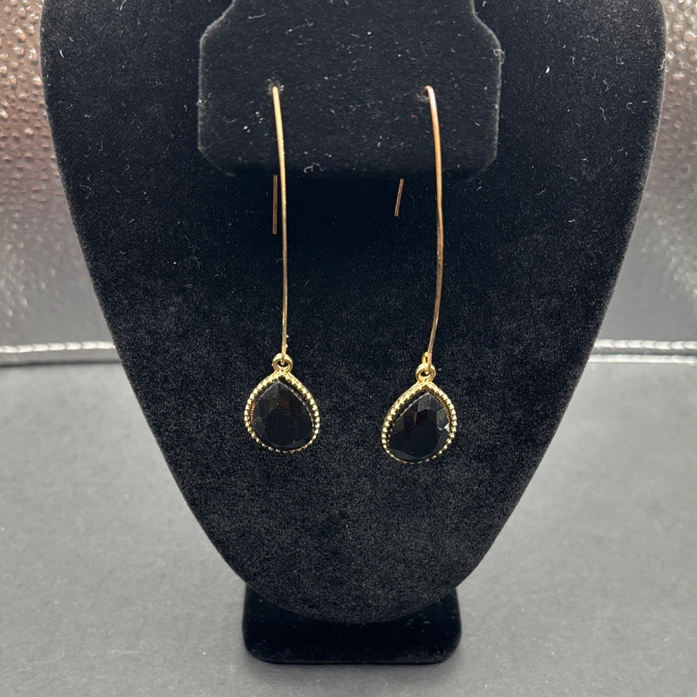 Elegant Gold and Black Teardrop Earrings